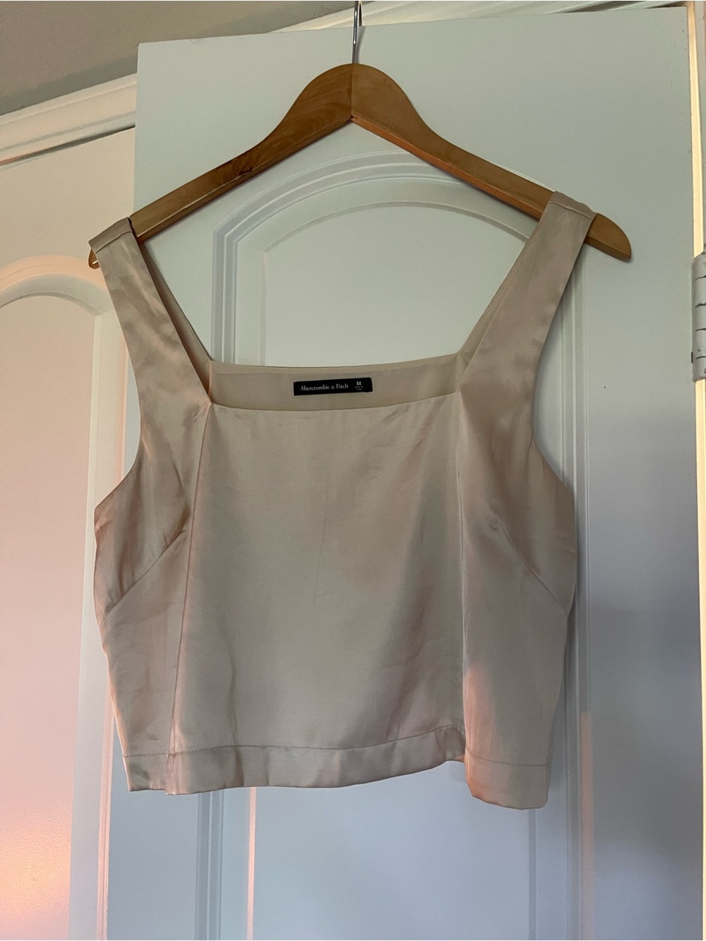Abercrombie & Fitch Cream Square-Neck Cropped Cami